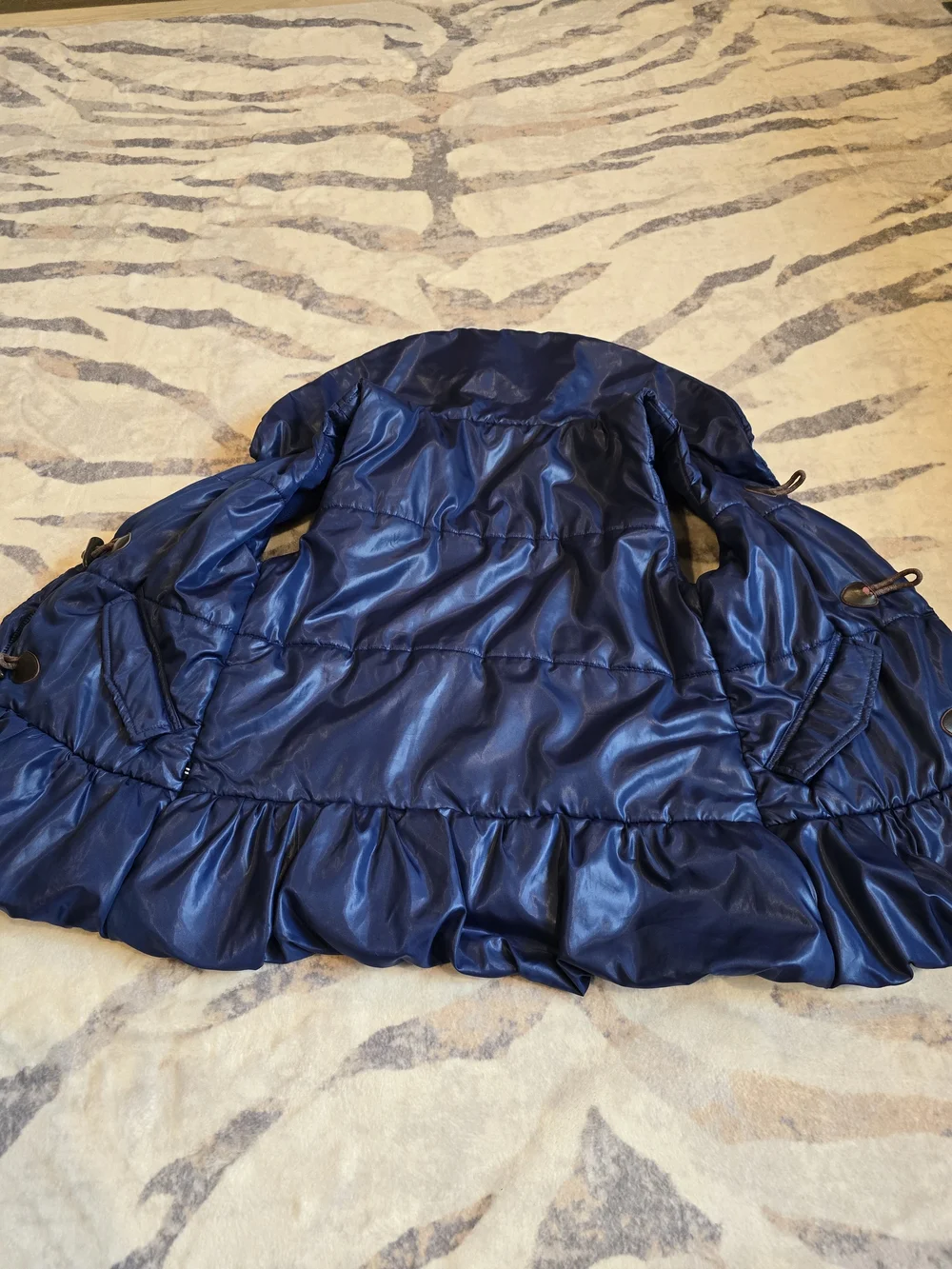 Nautica Girl's Navy Blue Quilted Puffer Vest with Ruffles At The Bottom